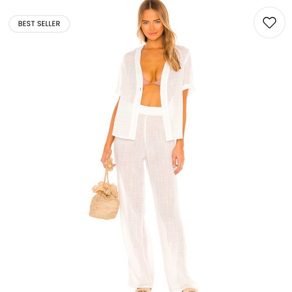 PQ Swim Pant Coverup in Off White Water Lily - Picture 4 of 10